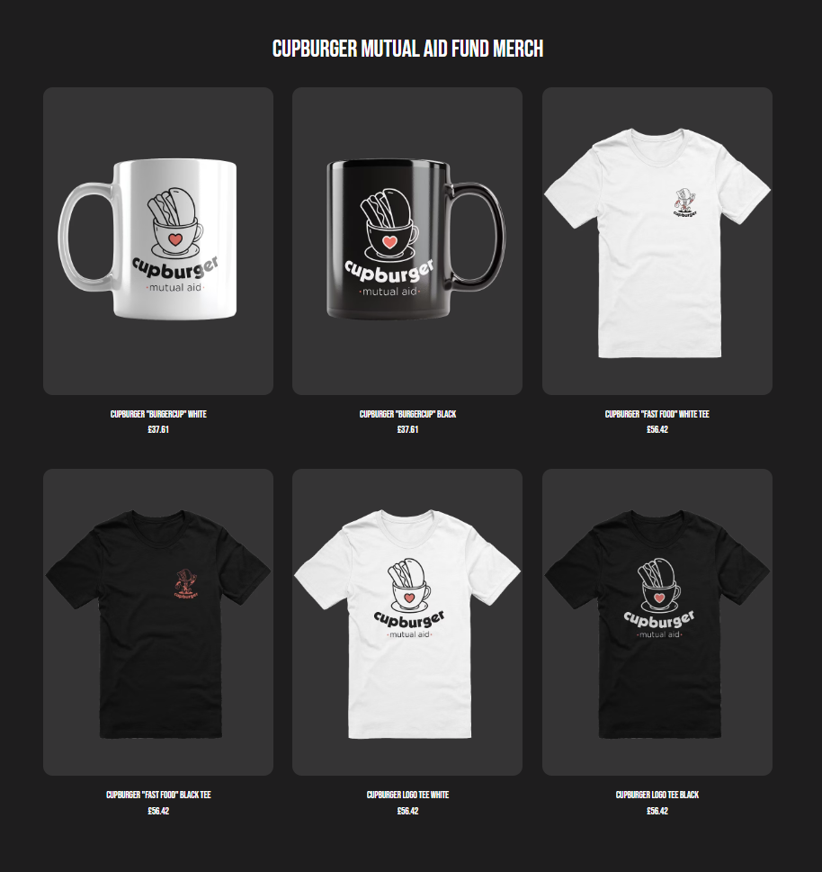 A screenshot of the merch page.