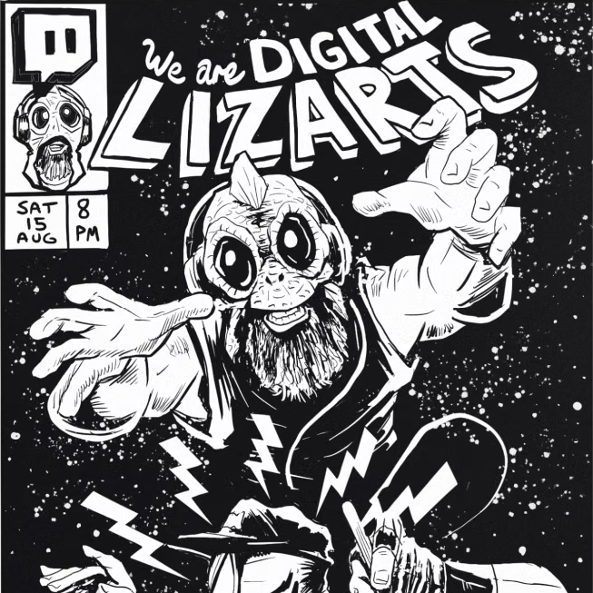 A cropped version of the We are Digital Lizarts poster
